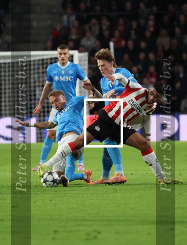 Eindhoven, 21 Oktober 2025
CL Wedstrijd PSV-Napolie, eindstand 6-2
Ismael Saibari met Noa Lang