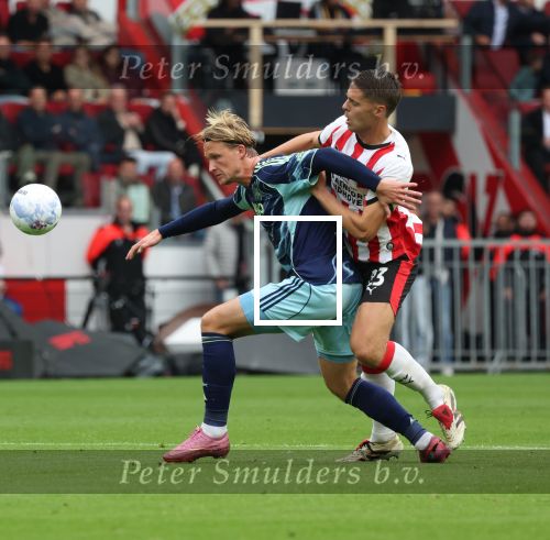 Eindhoven, 21 September 2025
PSV-AJAX, Eindstand 2-2
Kompetitie seizoen 2025-2026
Joey Veerman met Kasper Dolberg