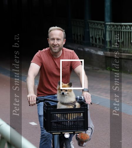 Haarlem 31 augustus 2025
Raymond Mens met hondje op de fiets in het centrum van Haarlem .