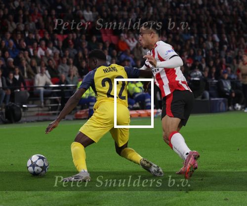 Eindhoven, 16 September 2025
CL wedstrijd PSV-Union Saint-Gilloise, eindsatnd 1-3
Sergino Dest en Ousseynou Niang