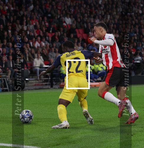 Eindhoven, 16 September 2025
CL wedstrijd PSV-Union Saint-Gilloise, eindsatnd 1-3
Sergino Dest en Ousseynou Niang