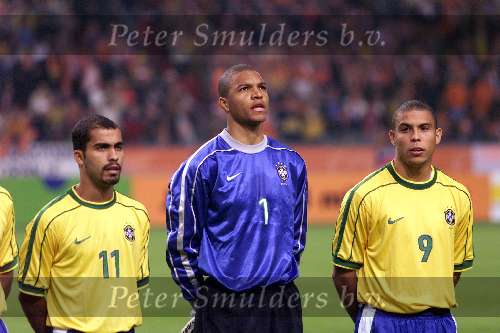 Amsterdam 9 oktober 1999 ARENA
Vriendschappelijke interland
NEDERLAND-BRAZILIE, eindstand 2-2
11-Felipe, Dida en Ronaldo
