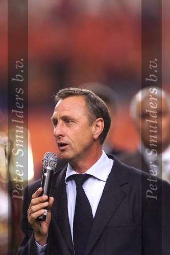 Amsterdam 9 oktober 1999 ARENA
Vriendschappelijke interland
NEDERLAND-BRAZILIE, eindstand 2-2
JOHAN CRUYFF tijdens zijn speech
