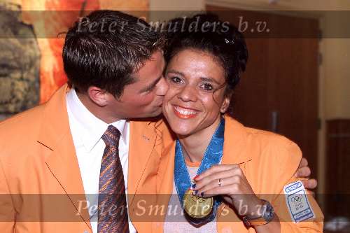Den Haag 4 oktober 2000
Huldiging van de medaillewinnars  Olympische spelen door 
Leontien v Moorsel met man