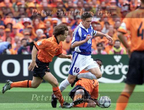 Rotterdam, 25 juni 2000   Euro 2000
Europees Kampioenschap voetbal 2000
Nederland-Yougoslavie
Patrick kluivert Boudewijn Zenden Dragan Stojkovic