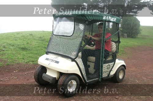 Buggy met gaas voor de veiligheid gefotografeerd op het eiland Madeira (Portugal)