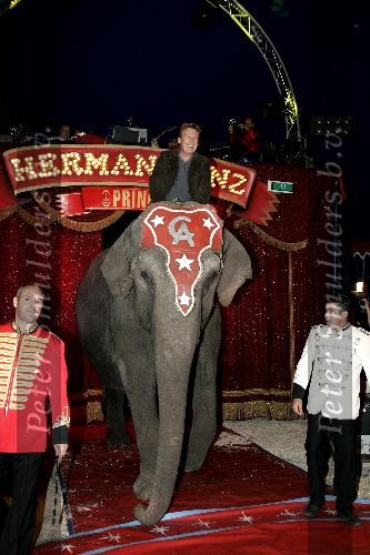 Den Haag 12 oktober 2005
Presentatie boek Henny Huisman bij circus Renz. op olifant