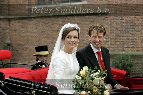 Naarden 22 oktober 2005
Trouwen Prins Floris en Aimee Sohngen in kerk naarden Vesting. 
Prinses Aimee