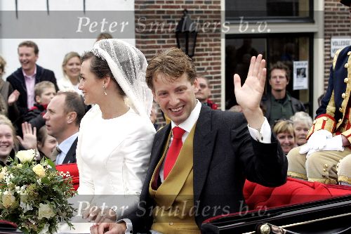 Naarden 22 oktober 2005
Trouwen Prins Floris en Aimee Sohngen in kerk naarden Vesting. 
Prinses Aimee