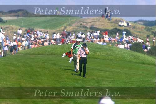 Greg Norman tijdens de Dutch open 1992 in Noordwijk
Golfen