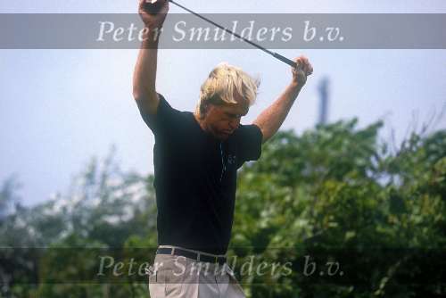Greg Norman tijdens de Dutch open 1992 in Noordwijk
Golfen
