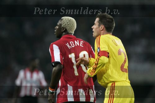 Eindhoven, 12 September 2006 Eerste wedstrijd ChampionsLeague Seizoen 2006/2007 eindstand 0-0
Arouna Kone met in zijn rug Jamie Carregher