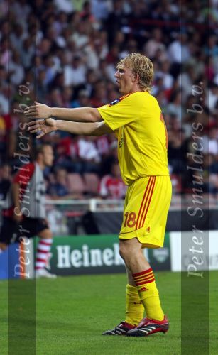 Eindhoven, 12 September 2006 PSV-FC Liverpool. 1e wedstrijd in de Champions League Seizoen 2006/2007 eindstand 0-0
Dirk Kuyt in zijn eerste CL wedstrijd voor FC Liverpool