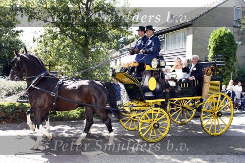 Laren/ Eemnes 29 augustus 2007
Willibrord Frequin en zijn Suzanne trouwen. Ze vertrekken vanaf thuis met koets naar de theetuin.