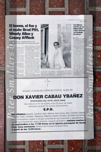 Ibiza 3 september 2007
Advertentie in de krant van de vader van Yolanthe Cabau v Kasbergen, Xavier Cabau.