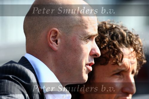 Rotterdam, 20 September 2009
Kompetitiewedstrijd Feyenoord-PSV, eindstand 1-3 Seizoen 2009/2010
Jan Joost v Gangelen met Erik ten Hag