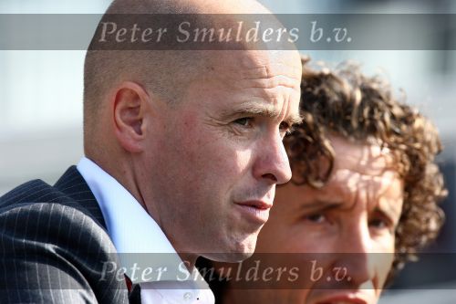 Rotterdam, 20 September 2009
Kompetitiewedstrijd Feyenoord-PSV, eindstand 1-3 Seizoen 2009/2010
Jan Joost v Gangelen met Erik ten Hag