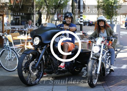 Amsterdam 5 september 2013
Chimene v Oosterhout op haar Harley Davidson samen met Dennis Rugenbregt
Foto Peter Smulders BV