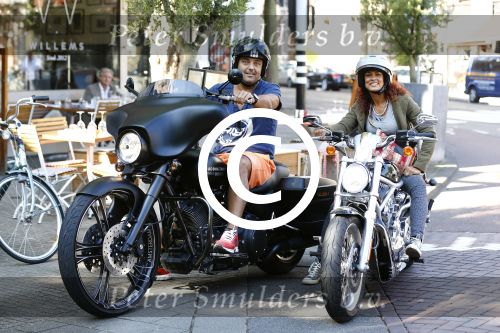Amsterdam 5 september 2013
Chimene v Oosterhout op haar Harley Davidson samen met Dennis Rugenbregt
Foto Peter Smulders BV
