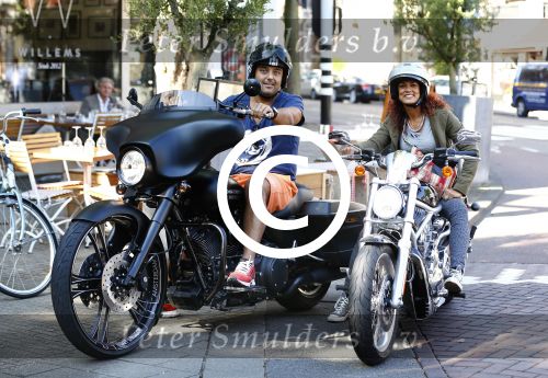 Amsterdam 5 september 2013
Chimene v Oosterhout op haar Harley Davidson samen met Dennis Rugenbregt
Foto Peter Smulders BV