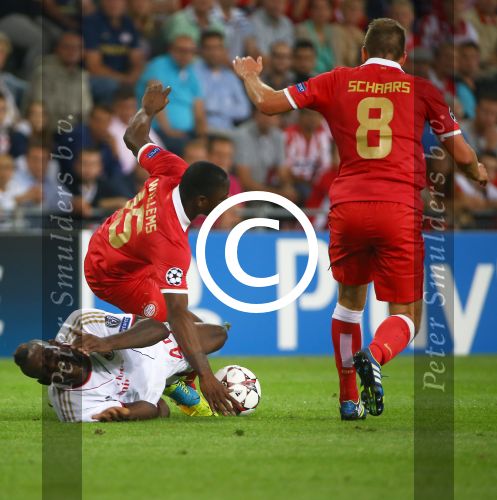 Eindhoven, 20 Augustus 2013
3e Voorronde CL PSV-AC Milan, eindstand 1-1
Jetro Willems in duel met Stephan El Shaarawy
Foto Peter Smulders BV