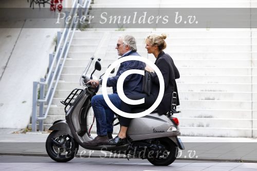 Amsterdam 21 augustus 2013
Lieke v Lexmond samen met haar manager Frank Wisse op vespa scooter.
Peter Smulders bv