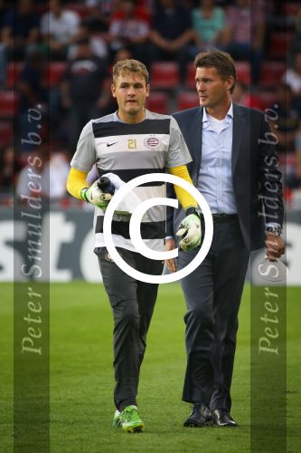 Eindhoven, 20 Augustus 2013
3e Voorronde CL PSV-AC Milan, eindstand 1-1
Ruud Hesp et Przemyslaw Titon
Foto Peter Smulders BV