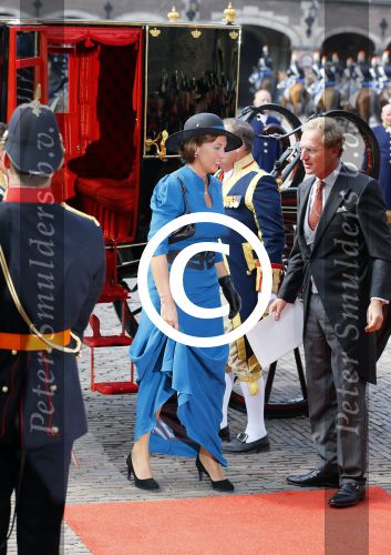 Den Haag 16 september 2014
Prinsjesdag met oa Koning Willem Alexander Koningin Maxima prinses Laurentien en prins Constantijn. Gouden Koets op het binnenhof. Groot Meesteres Bibi van Zuylen van Nijevelt-den Beer Poortugael and groot Meester Marco Hennis