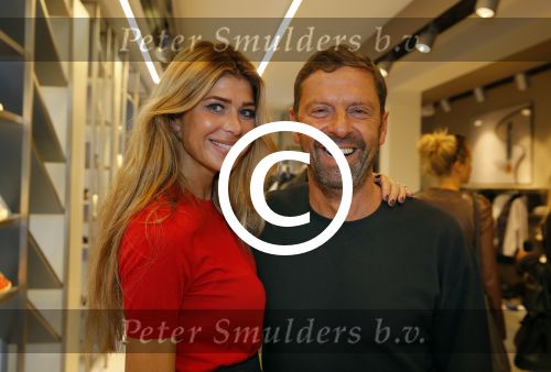 Amsterdam 11 september 2014
Opening Golden Goose deluxe  in Amsterdam zuid.
Estelle Cruijff met Carlo Ferilli