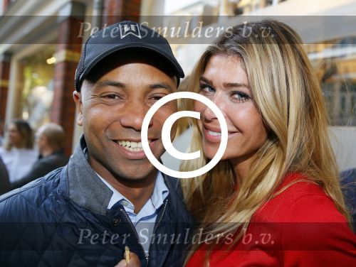 Amsterdam 11 september 2014
Opening Golden Goose deluxe  in Amsterdam zuid.
Estelle Cruijff met Humberto Tan