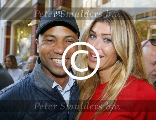 Amsterdam 11 september 2014
Opening Golden Goose deluxe  in Amsterdam zuid.
Estelle Cruijff met Humberto Tan