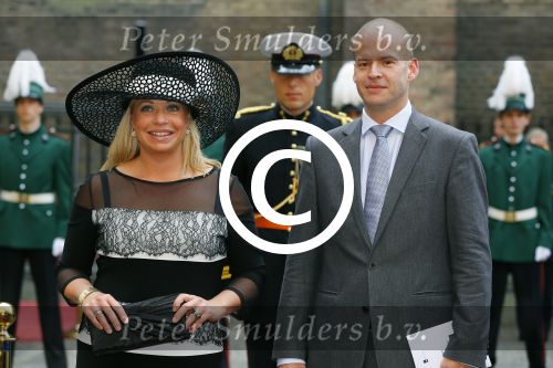 Den Haag 16 september 2014
Prinsjesdag met oa Koning Willem Alexander Koningin Maxima prinses Laurentien en prins Constantijn. Gouden Koets op het binnenhof. Jeanine Hennis-Plasschaert  met man