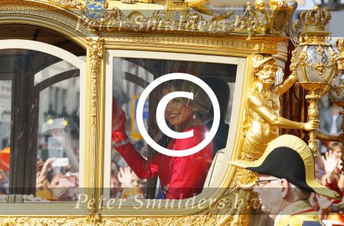 Den Haag 16 september 2014
Prinsjesdag met oa Koning Willem Alexander Koningin Maxima prinses Laurentien en prins Constantijn. Gouden Koets op het binnenhof.