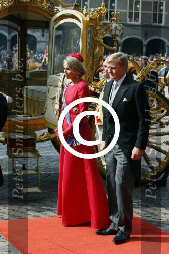 Den Haag 16 september 2014
Prinsjesdag met oa Koning Willem Alexander Koningin Maxima prinses Laurentien en prins Constantijn. Gouden Koets op het binnenhof.