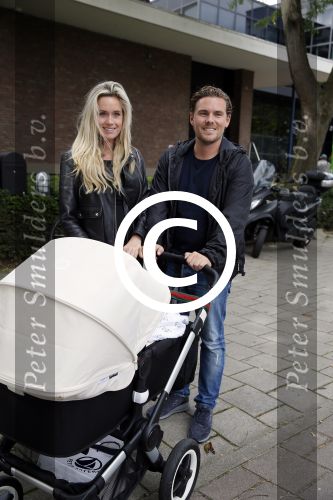 Amsterdam 1 september 2015 
Daniel v Zweden en zijn vriendin Stevie achter de kinderwagen met daarin zoontje Rasphael
