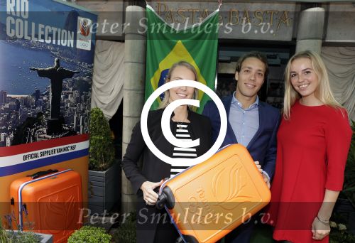 Amsterdam 28 juni 2016 
Presentatie Princess koffers voor het Nederlandse team voor de olympische spelen van Rio de Janeiro. Aad Dorien Tim Florentine en Nikki Ouborg