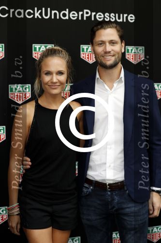 Amsterdam 30 augustus 2016
Presentatie Tag Heuer horloge van Max Verstappen. Kimberly Klaver met man Bas Schothorst