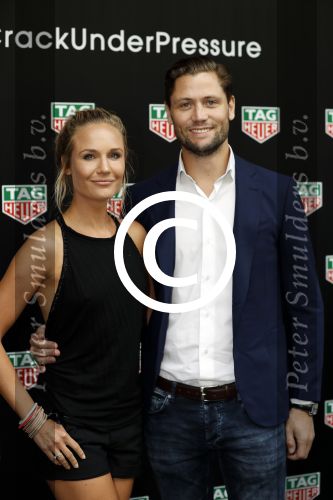 Amsterdam 30 augustus 2016
Presentatie Tag Heuer horloge van Max Verstappen. Kimberly Klaver met man Bas Schothorst