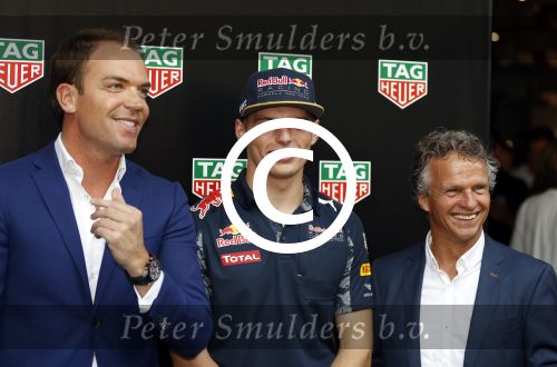 Amsterdam 30 augustus 2016
Presentatie Tag Heuer horloge van Max Verstappen. Robert Doornbos en Jan lammers