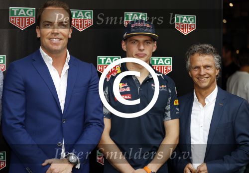Amsterdam 30 augustus 2016
Presentatie Tag Heuer horloge van Max Verstappen. Robert Doornbos en Jan lammers