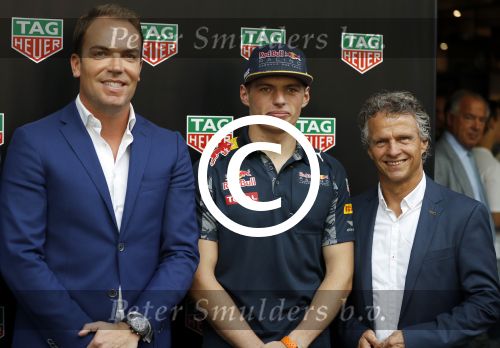 Amsterdam 30 augustus 2016
Presentatie Tag Heuer horloge van Max Verstappen. Robert Doornbos en Jan lammers