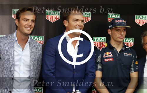 Amsterdam 30 augustus 2016
Presentatie Tag Heuer horloge van Max Verstappen. Robert Doornbos en Guido v d Garde