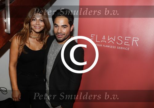 Amsterdam 2 september 2016  
Opening nieuwe pand en start nieuw bedrijf Olcay Gulsen. (Flawser) Olcay met hairstylist Sergio Pattirane