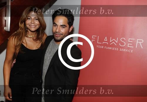 Amsterdam 2 september 2016  
Opening nieuwe pand en start nieuw bedrijf Olcay Gulsen. (Flawser) Olcay met hairstylist Sergio Pattirane