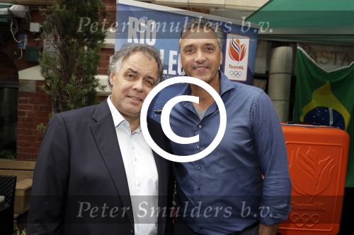 Amsterdam 28 juni 2016 
Presentatie Princess koffers voor het Nederlandse team voor de olympische spelen van Rio de Janeiro. Robert maaskant met Aad en Tim Ouborg