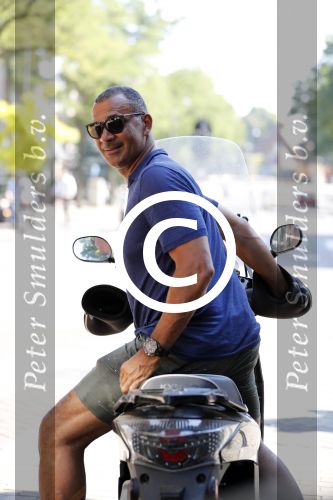 Amsterdam 25 augustus 2016  
Ruud Gullit op zijn scooter
