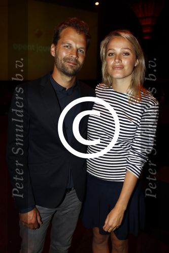 Hilversum 22 augustus 2016
Perspresentatie NPO in studio 21met alle presentatoren. Tess Milne met Daan Nieber