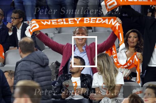 Amsterdam 6 mei 2018
Nederland-Peru 2-1 . Afscheidswedstrijd Wesley Sneijder . Zijn vrouw Yolanthe Sneijder Cabau en zoons Jessey en Xess Xava zijn natuurlijk aanwezig. Marcel Boekhoorn met zijn vriendin Rebecca Cabau.