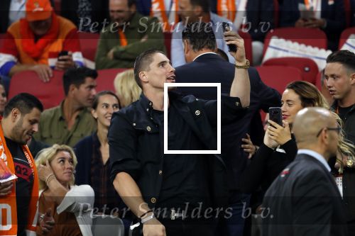 Amsterdam 6 mei 2018
Nederland-Peru 2-1 . Afscheidswedstrijd Wesley Sneijder . Zijn vrouw Yolanthe Sneijder Cabau en zoons Jessey en Xess Xava zijn natuurlijk aanwezig. Rico Verhoeven met zijn vrouw