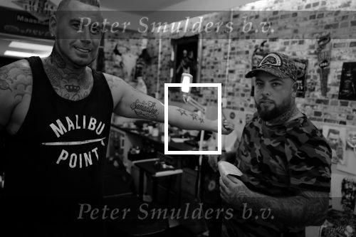 Eindhoven 28 augustus 2018
Rolf Tangel laat bij Dannyâ€™s tattooshop in Eindhoven zijn Barbie Samantha tatoos weghalen.